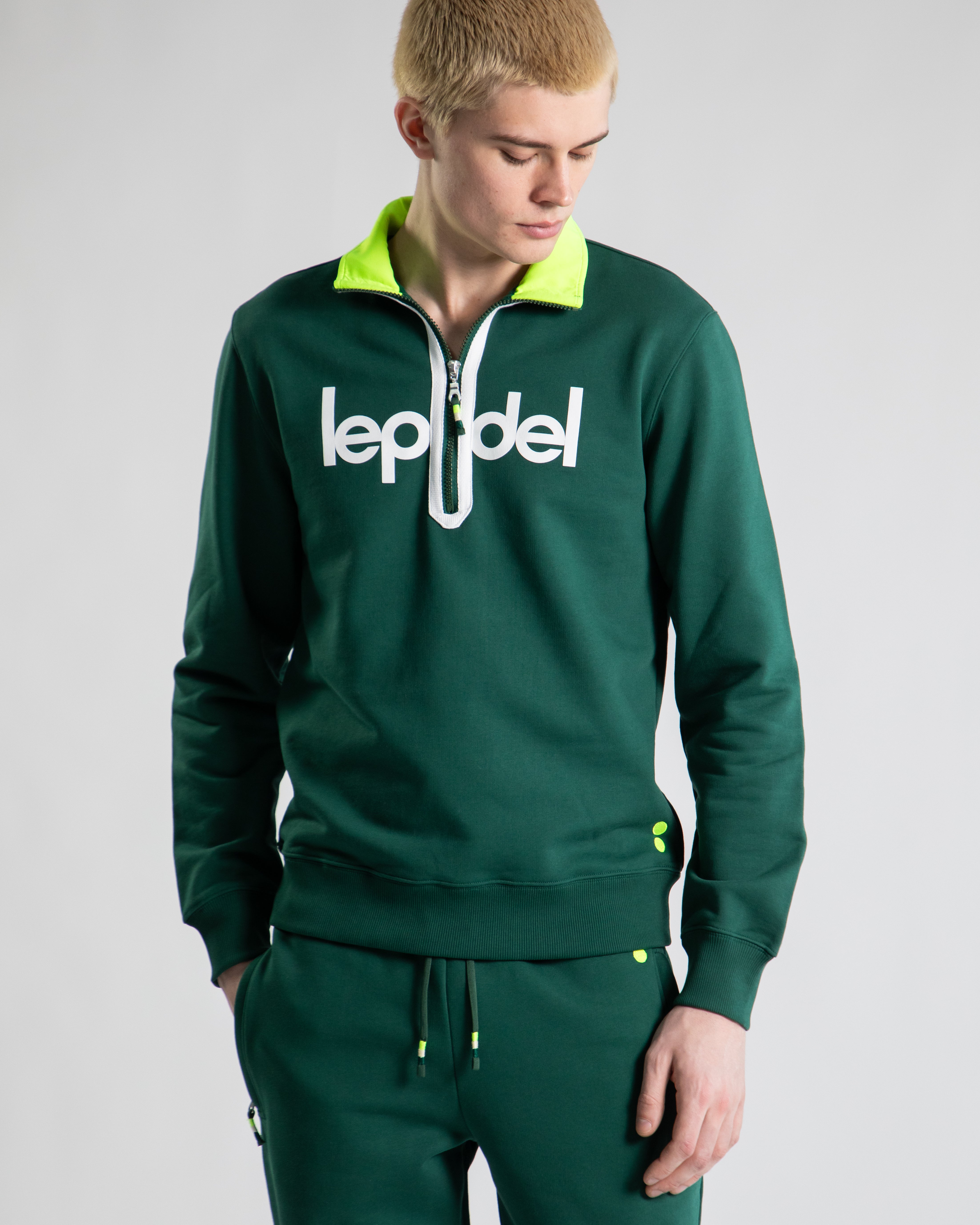 1/4 Zip Court Sweater - Signature Green – Le Padel