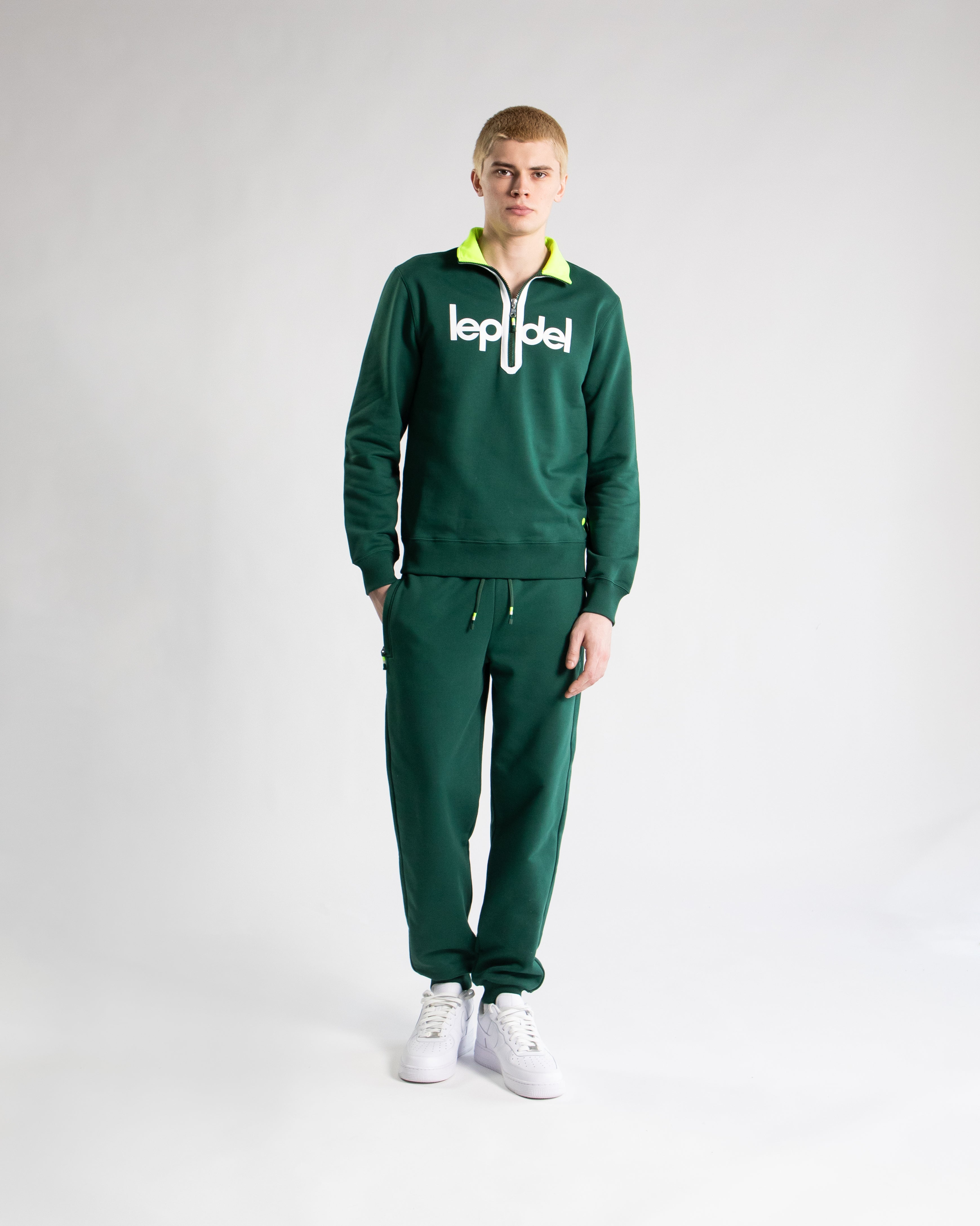 1/4 Zip Court Sweater - Signature Green – Le Padel